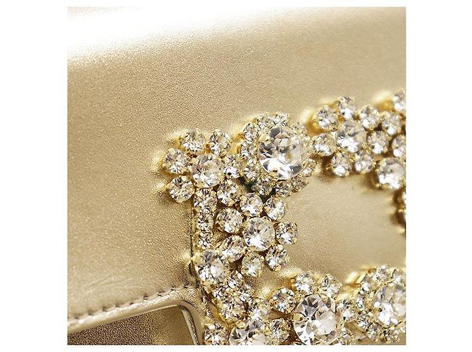 Clutch Roger Vivier Efflorescence em cetim e couro Dourado - vista 3