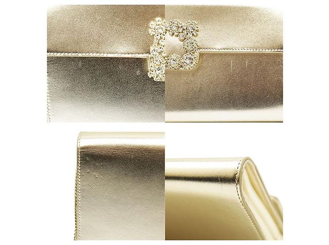 Clutch Roger Vivier Efflorescence em cetim e couro Dourado - vista 4