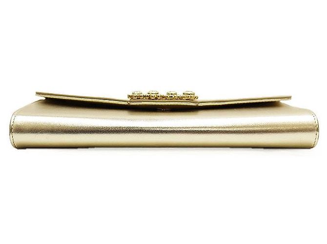 Clutch Roger Vivier Efflorescence em cetim e couro Dourado - vista 6