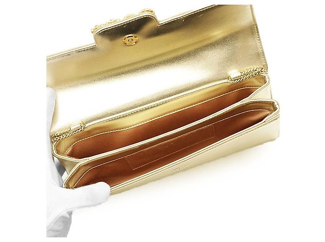 Clutch Roger Vivier Efflorescence em cetim e couro Dourado - vista 9