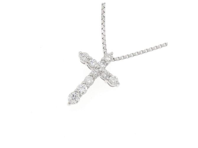 Autre Marque Platin-Diamant-Kreuzkette Silber - Ansicht 3