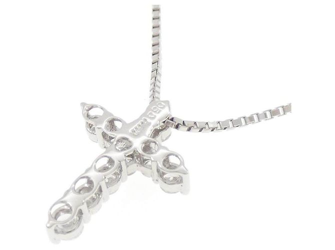 Autre Marque Platin-Diamant-Kreuzkette Silber - Ansicht 4