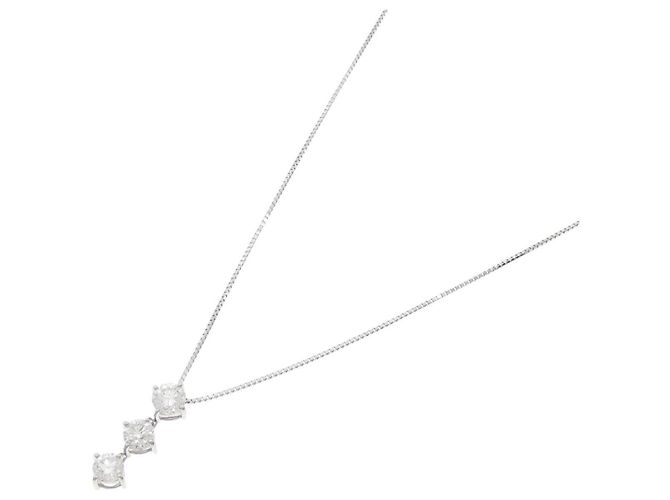Autre Marque Collana a tre diamanti Pt900 Pt850 Argento - vista 2