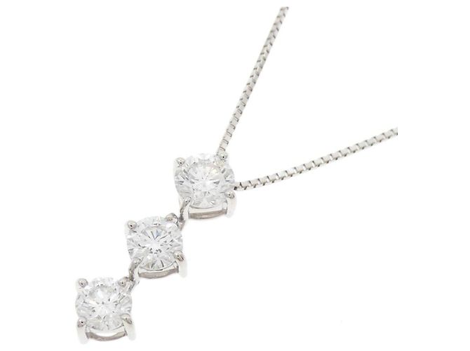 Autre Marque Collana a tre diamanti Pt900 Pt850 Argento - vista 3