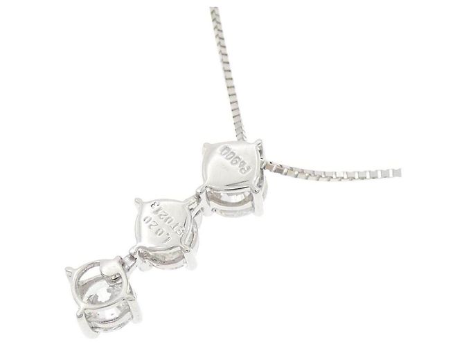 Autre Marque Collana a tre diamanti Pt900 Pt850 Argento - vista 4