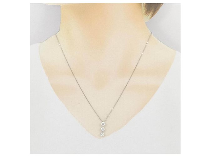 Autre Marque Collana a tre diamanti Pt900 Pt850 Argento - vista 6
