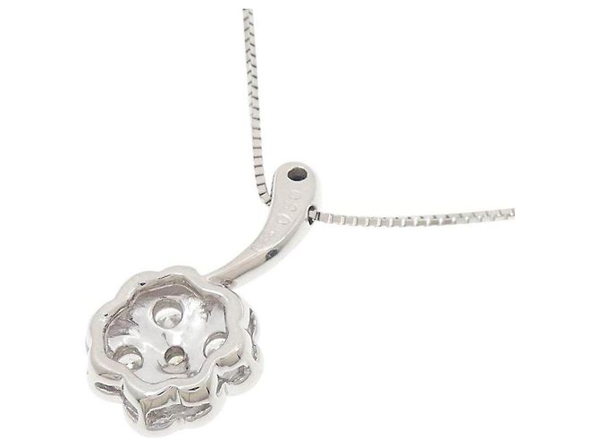 Autre Marque Platin-Diamant-Kleeblatt-Halskette Silber - Ansicht 4
