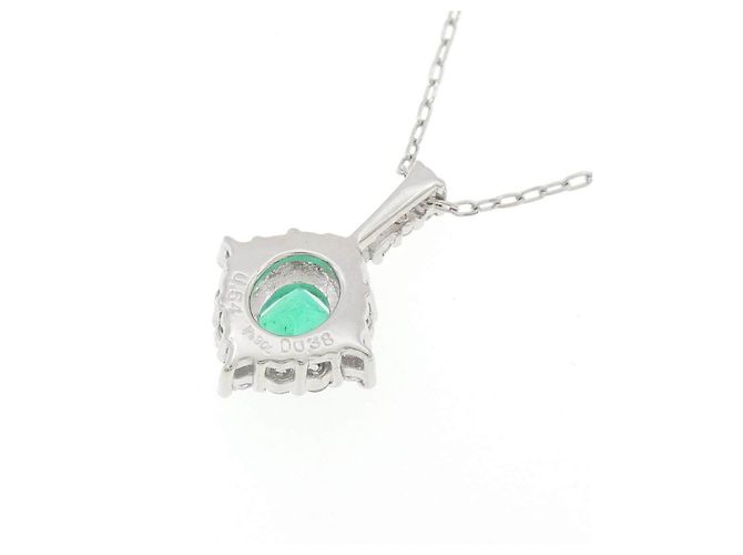 Autre Marque Platin-Halskette mit Smaragden und Diamanten Silber - Ansicht 4