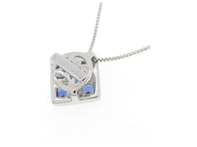 Autre Marque Platin-Saphir-Diamant-Halskette Silber - Ansicht 4