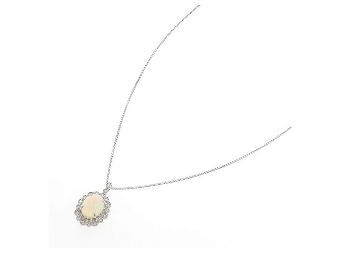 Autre Marque Pt900 Pt850 Opal Diamant Halskette Mehrfarben - Ansicht 2
