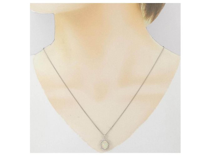Autre Marque Pt900 Pt850 Opal Diamant Halskette Mehrfarben - Ansicht 6