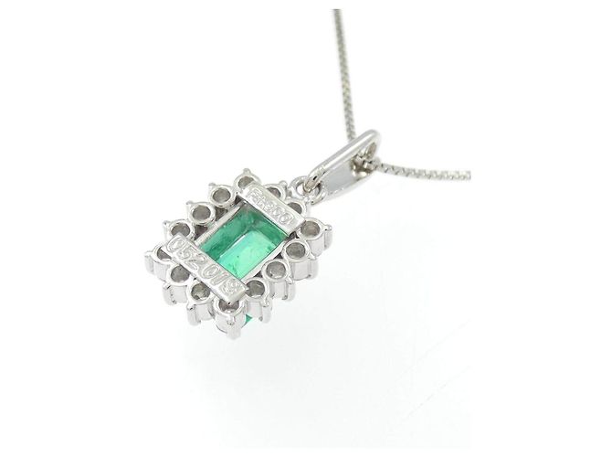 Autre Marque Pt900 Pt850 Smaragd Diamant Halskette Grün - Ansicht 4