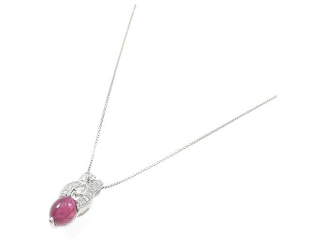 Autre Marque Collana in Pt900 Pt850 Tormalina e Diamanti Argento - vista 2