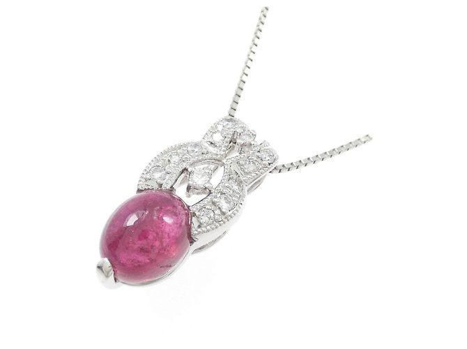 Autre Marque Collana in Pt900 Pt850 Tormalina e Diamanti Argento - vista 3