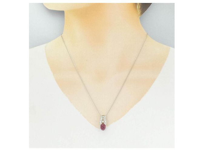 Autre Marque Collana in Pt900 Pt850 Tormalina e Diamanti Argento - vista 6