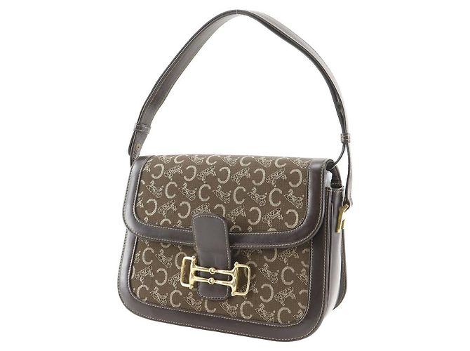 Céline Celine Vintage Canvas Calf Handtasche Braun - Ansicht 2