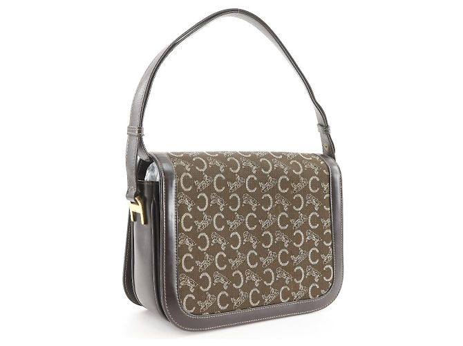 Céline Celine Vintage Canvas Calf Handtasche Braun - Ansicht 3