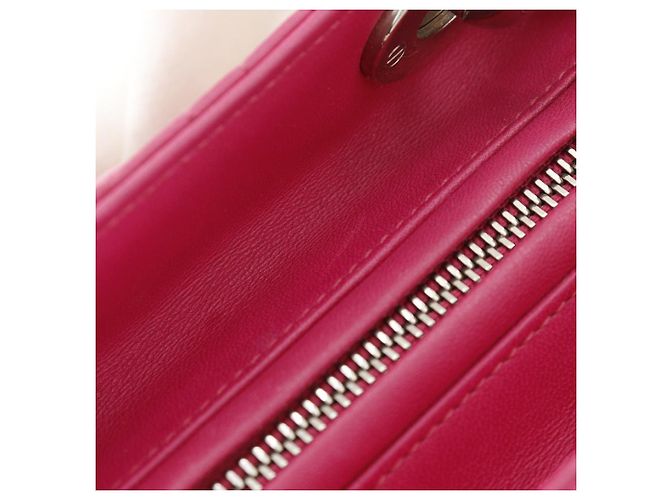 Autre Marque Borsa 2way Christian Dior Lady Dior in pelle Cannage Rosa Fuschia - vista 10