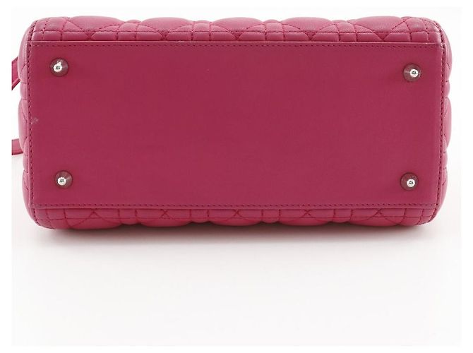 Autre Marque Borsa 2way Christian Dior Lady Dior in pelle Cannage Rosa Fuschia - vista 17
