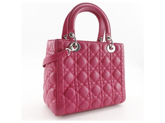 Autre Marque Borsa 2way Christian Dior Lady Dior in pelle Cannage Rosa Fuschia - vista 3