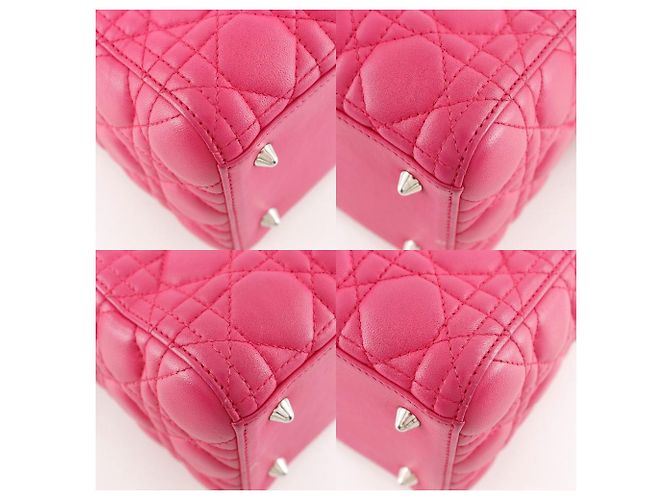 Autre Marque Borsa 2way Christian Dior Lady Dior in pelle Cannage Rosa Fuschia - vista 4