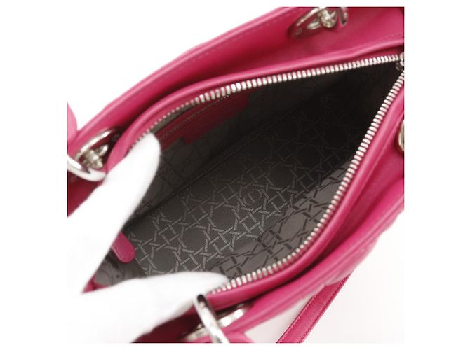 Autre Marque Borsa 2way Christian Dior Lady Dior in pelle Cannage Rosa Fuschia - vista 6