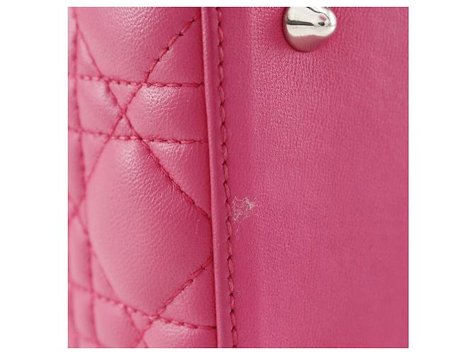 Autre Marque Borsa 2way Christian Dior Lady Dior in pelle Cannage Rosa Fuschia - vista 9