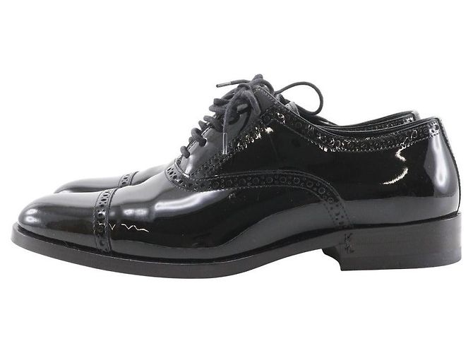 Yves Saint Laurent Saint Laurent Patent Leather Lace-Up Dress Shoes Black - view 2