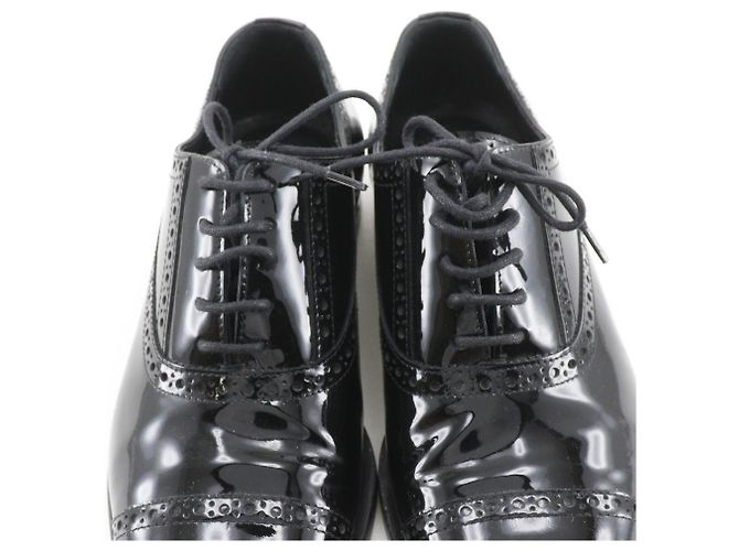 Yves Saint Laurent Saint Laurent Patent Leather Lace-Up Dress Shoes Black - view 7