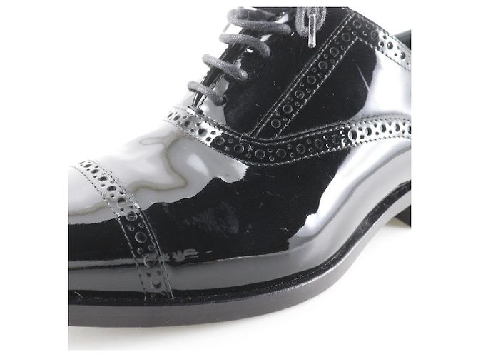 Yves Saint Laurent Saint Laurent Patent Leather Lace-Up Dress Shoes Black - view 9