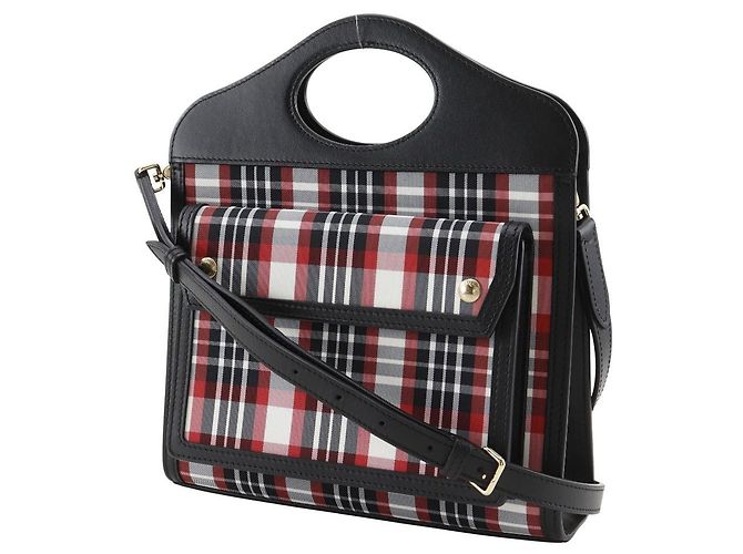 Sac Burberry Mini Pocket Bag en nylon et veau 2 voies Noir Rouge - vue 2