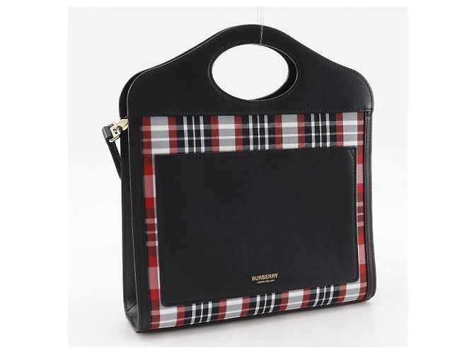 Sac Burberry Mini Pocket Bag en nylon et veau 2 voies Noir Rouge - vue 3