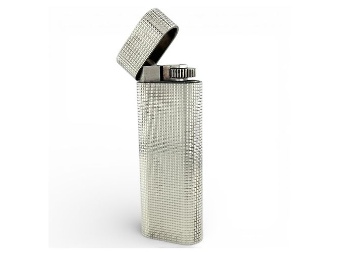 Cartier Oval Block Feuerzeug mit Karomuster Silber - Ansicht 5