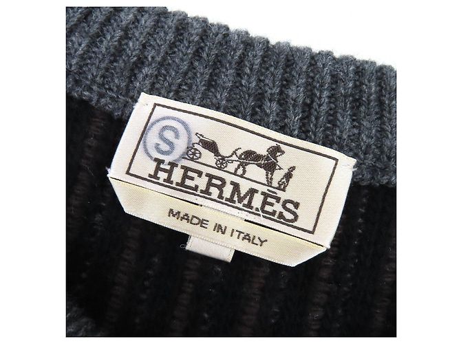 Camisola de malha em lã e cashmere Hermès M Marrom Preto - vista 4