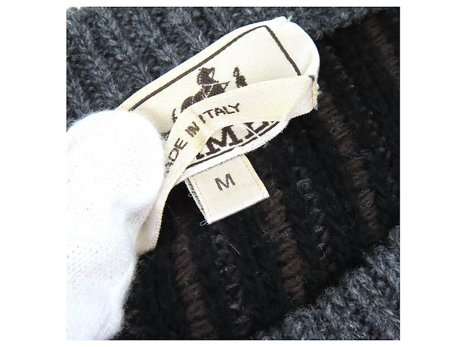 Camisola de malha em lã e cashmere Hermès M Marrom Preto - vista 5