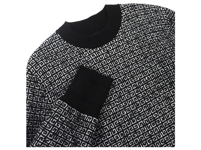Maglione in lana Givenchy logo 4G Nero Bianco - vista 3