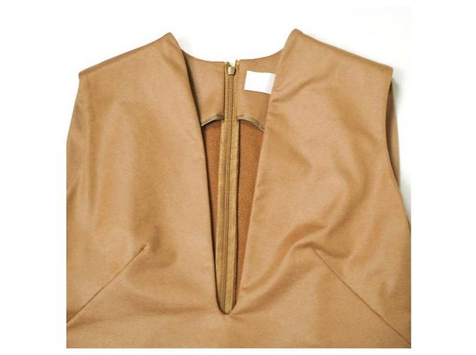 Autre Marque Mame Kurogouchi langes Sweatshirt-Kleid mit tiefem Ausschnitt aus Polyester Braun - Ansicht 5
