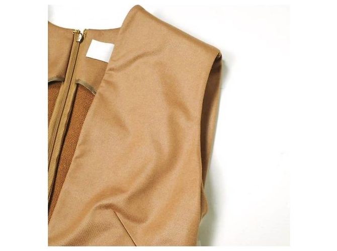Autre Marque Mame Kurogouchi langes Sweatshirt-Kleid mit tiefem Ausschnitt aus Polyester Braun - Ansicht 6