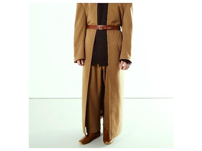 Autre Marque Hed Mayner WOOL 6 PLEAT PANTS Pantalones de lana Beige Camello - vista 3