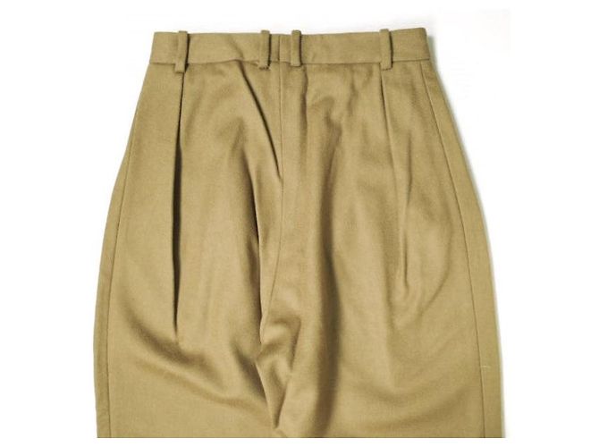 Autre Marque Hed Mayner WOOL 6 PLEAT PANTS Pantalones de lana Beige Camello - vista 9