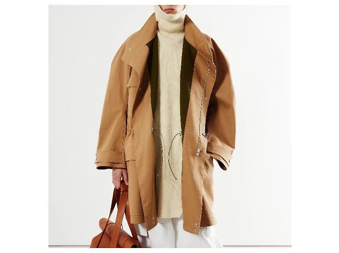 Autre Marque Hed Mayner PARKA RAGLAN IMPERMEABLE Abrigo de mezcla de algodón Castaño Verde Camello - vista 3