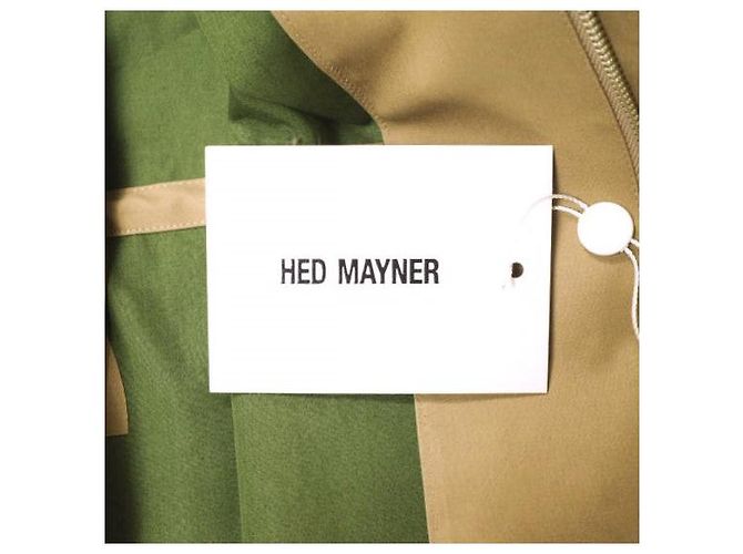 Autre Marque Hed Mayner PARKA RAGLAN IMPERMEABLE Abrigo de mezcla de algodón Castaño Verde Camello - vista 4