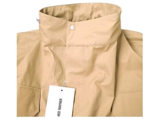 Autre Marque Hed Mayner PARKA RAGLAN IMPERMEABLE Abrigo de mezcla de algodón Castaño Verde Camello - vista 5
