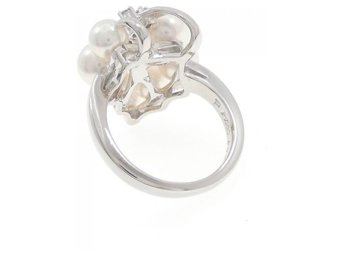 Autre Marque Anello Pola in platino e perla Akoya - vista 3