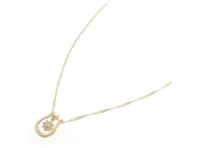 Autre Marque Au750 2WAY Blumen-Diamant-Halskette Golden - Ansicht 2