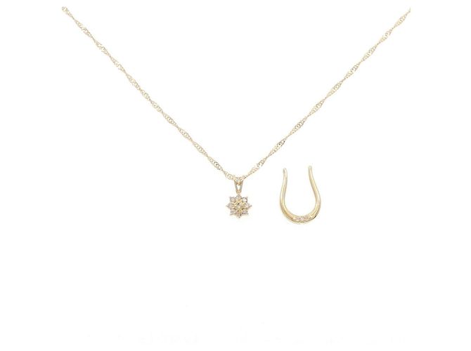 Autre Marque Au750 2WAY Blumen-Diamant-Halskette Golden - Ansicht 6