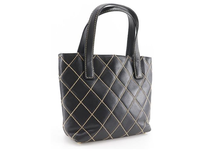 Borsa in vitello Chanel Wild Stitch Nero - vista 3