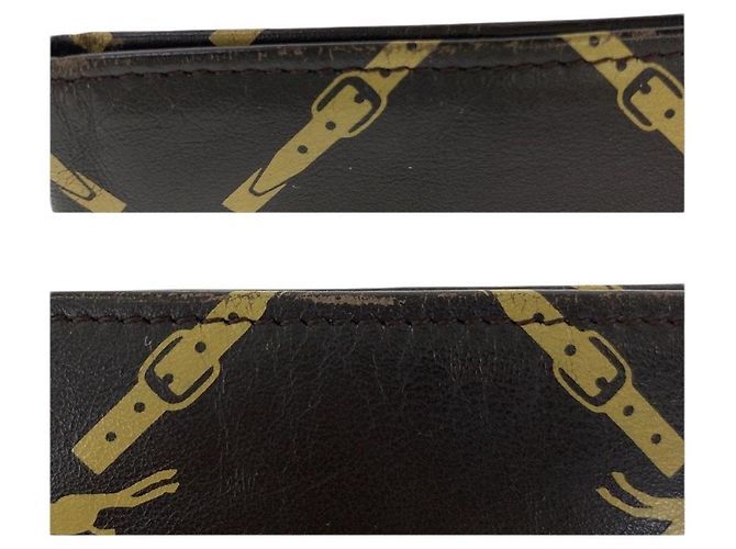 Cartera larga de piel Longchamp Castaño Mostaza - vista 6