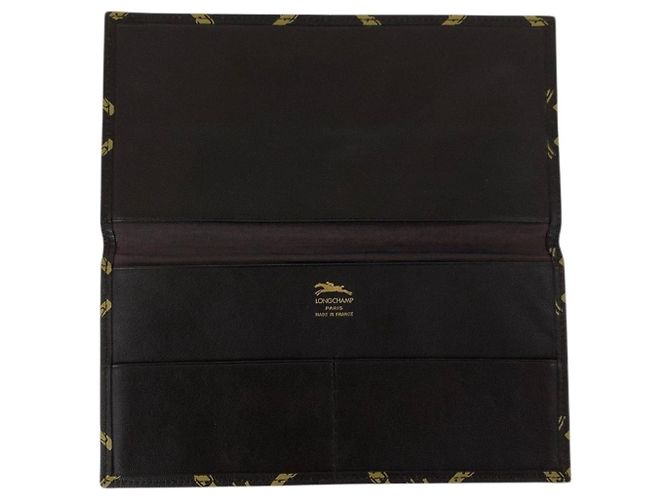 Cartera larga de piel Longchamp Castaño Mostaza - vista 8
