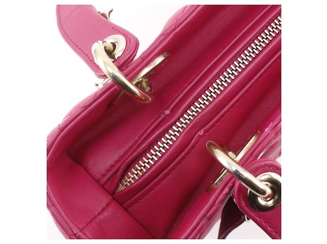 Autre Marque Borsa 2way Christian Dior Lady Dior Cannage in pelle di agnello Rosa - vista 11